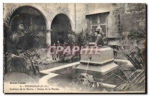 Postcard Old Perpignan Intereur Town Hall Statue of Thought