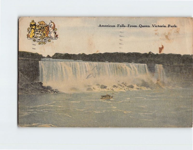 Postcard American Falls From Queen Victoria Park Niagara Falls New York USA