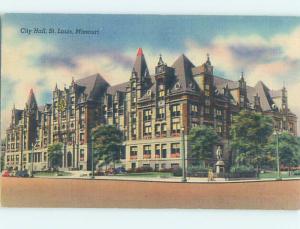 Unused Linen CITY HALL SCENE St. Louis Missouri MO hs5885