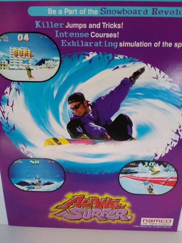 Namco Alpine Surfer Arcade FLYER Original NOS Video Game Snow Boarding 1996   