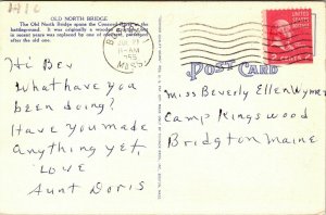 Old North Bridge Concord Mass Boston Cancel Vintage 2c Postcard Red Washington 