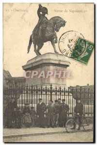 Old Postcard Cherbourg Statue of Napoleon 1st Velo Cycle