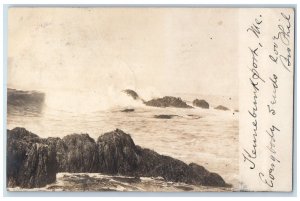 1906 Coastline Shore Scene Ocean Kennebunkport Maine ME RPPC Photo Postcard 