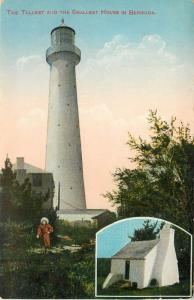 c1907 Postcard Tallest & Smallest House in Bermuda (one is Lighthouse) unposted