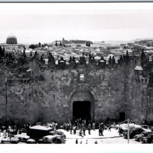 c1940s Damascus Gate Jerusalem, Israel RPPC Semerdjian Real Photo Palestine A138