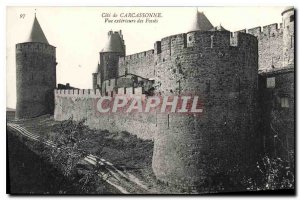 Old Postcard Cite Carcassonne exterior view of Fosses