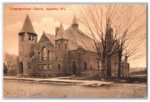 c1910's Congregational Church Building Dirt Road Appleton Wisconsin WI Postcard