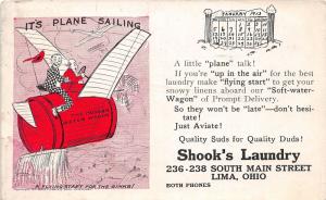 F10/ Lima Ohio Advertisement Postcard 1913 Shook's Laundry Water Wagon