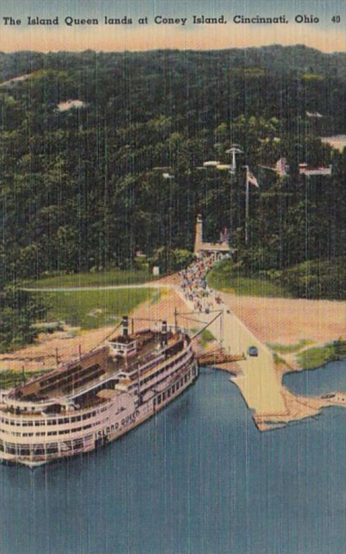 Ohio Cincnnati Steamer Island Queen Lands At Coney Island