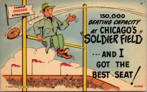 Linen Curt Tiech Advertising Postcard Soldier Field in Chicago, Illinois~131117
