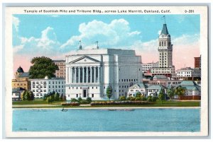 c1920s Temple Of Scottish Rite Tribune Bldg. Lake Meritt Oakland CA Postcard