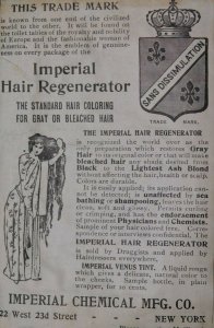 1870s-80s Imperial Chemical Co Hair Regenerator Engraved Victorian Print Ad L14