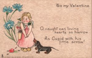 Vintage Postcard To My Valentine O Not Can Loving Hearts So Harrow As Cupid With