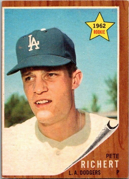 1962 Topps Baseball Card Pete Richert Los Angeles Dodgers sk1860