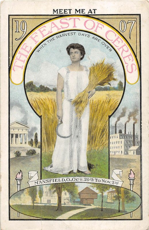 F56/ Mansfield Ohio Postcard 1907 Fest of Ceres Festival Harvest Days