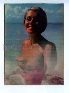 251664 PIN UP NUDE girl sea beach 3-D lenticular postcard