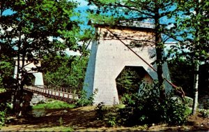 Maine New Portland Village Wire Bridge Suspension Over Carrabassett River Bui...