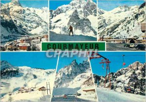 Postcard Modern Courmayeur the 1224 m attrezzature lurisliche e i campi di sc...