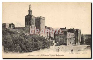 Old Postcard Avignon Popes' Palace and Chatedrale