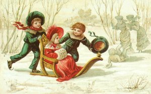 Vintage Postcard 1910s Merry As The Sleigh Bells May Thy Christmas Greeting Card