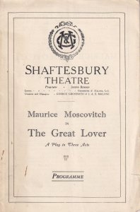 Maurice Moskovitch in The Great Lover London Shaftesbury Theatre Programme