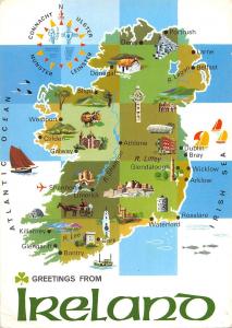 B100726 greetings from  ireland map cartes geographiques
