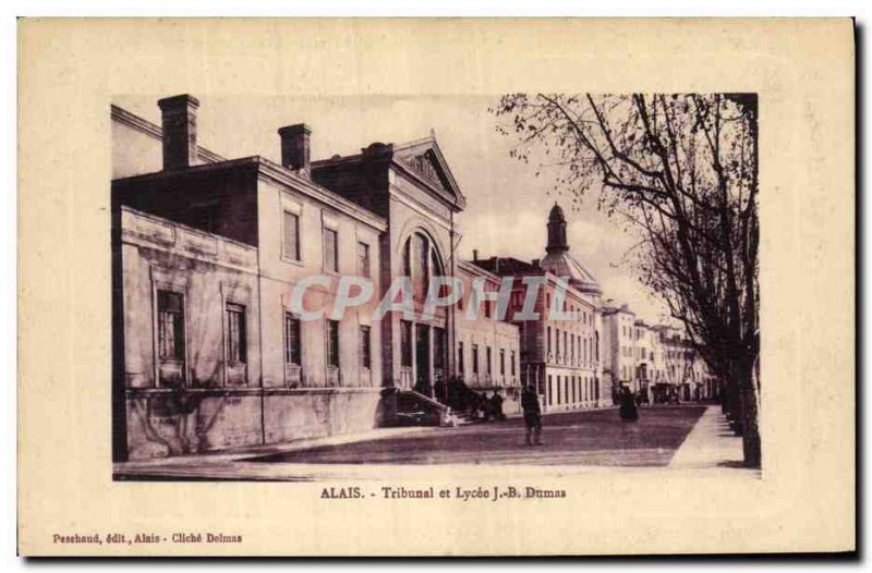 Old Postcard Alais Tribunal and Lycee JB Dumas Courthouse