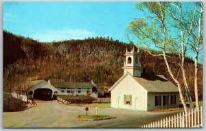 Vtg Stark New Hampshire NH Church & Covered Bridge Devils Slide Cliff Postcard