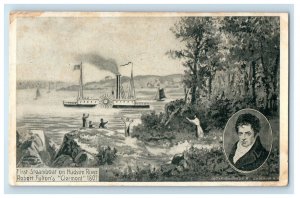 1909 First Steamboat On Hudson River Robert Fulton's Clermont NY Postcard