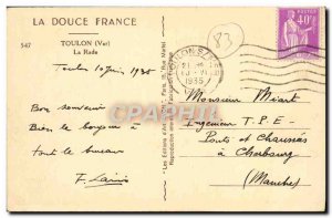 Old Postcard Toulon Rade Boat