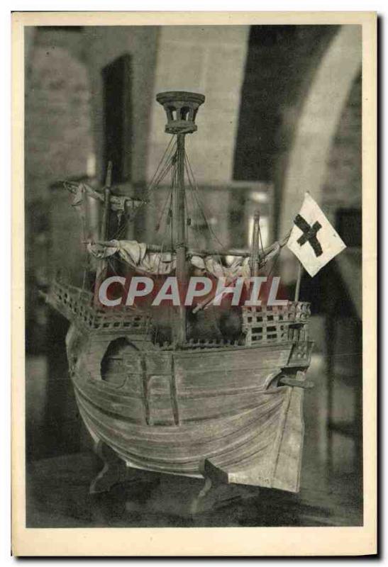 Old Postcard Barcelona Royal Dockyards Museo Maritimo boat