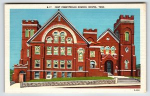 First Presbyterian Church Bristol Tennessee Linen Postcard Vintage Unused