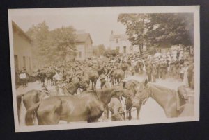 Mint Postcard American Army Military Crowd Horses Soldiers RPPC
