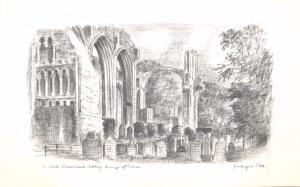 LINCOLNSHIRE UK~CROWLAND ABBEY RUINS OF NAVE~JUDGES SKETCH POSTCARD