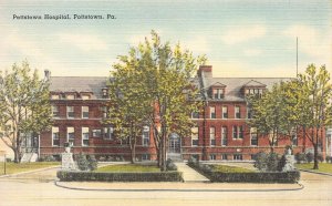 Pottstown Hospital, Pottstown, Pennsylvania, Early Linen Postcard, Unused