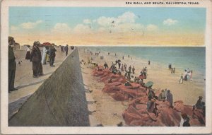 Postcard Sea Wall and Beach Galveston Texas TX