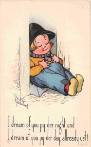 I Dream of You Day Night Dutch Kids Artist Signed Twelvetrees postcard