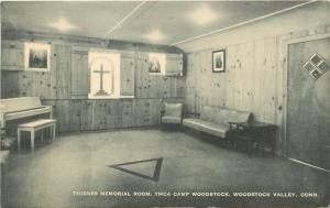 Vintage Postcard Thienes Room YMCA Camp Woodstock, Woodstock Valley CT