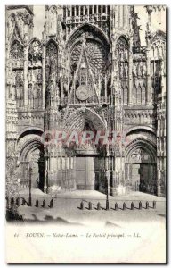 Old Postcard Rouen Notre Dame's main gate