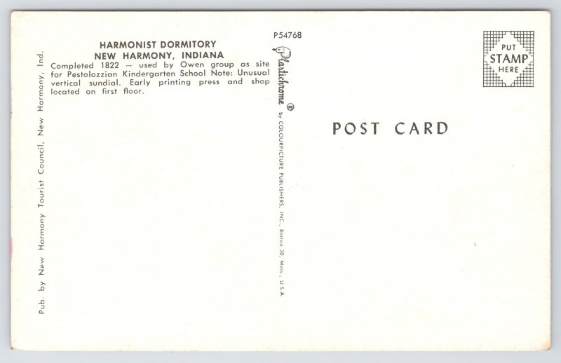 State View~Harmonist Dormitory New Harmony Indiana~Vintage Postcard