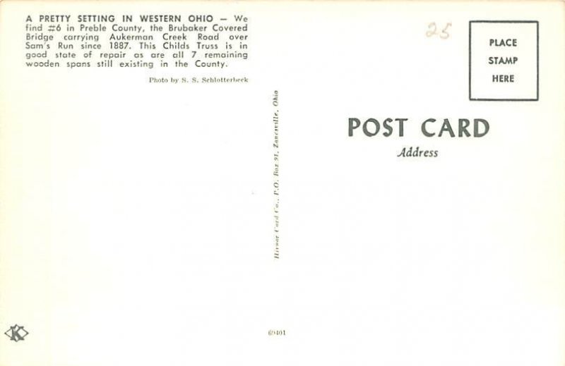 Brubaker Covered Bridge Preble County, Ohio OH