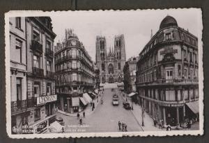 St Cudula Church & Street, Brussels, Belgium - Real Photo - Used 1937