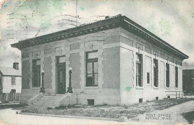 Natchez Mississippi Post Office Vintage Postcard AA43504