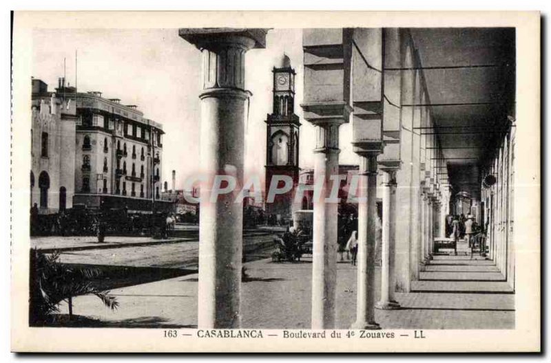 Old Postcard Morocco Casablanca Boulevard 4th Zouaves