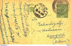 India Postal Stationery George V 1/2 A to Ramgarh