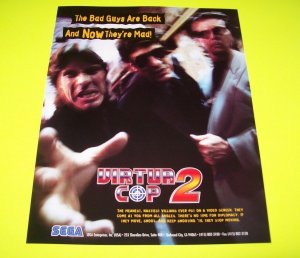 VIRTUA COP 2 Original 1995 NOS Video Arcade Game Flyer Shootout Vintage Retro