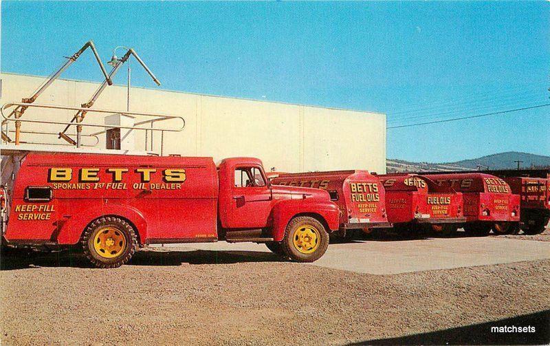 1960s Betts Oil Company trucks SPOKANE WASHINGTON Commercial postcard 5513