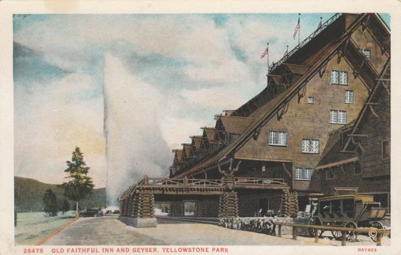 Old Faithful Inn and Geyser - Yellowstone National Park WY, Wyoming - WB