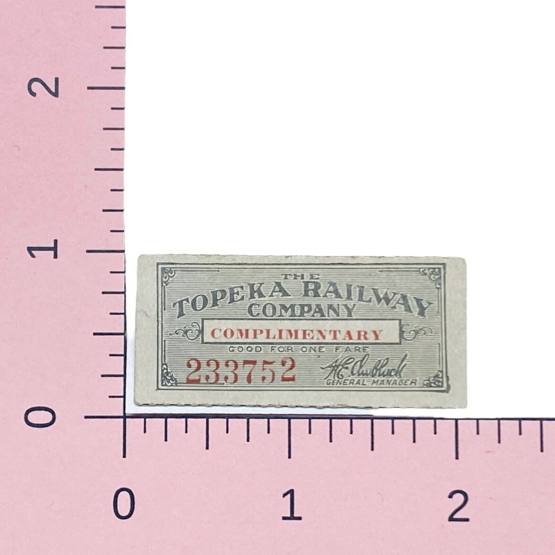 Topeka Railway Company Complimentary Ticket