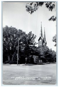 Guttenberg Iowa IA RPPC Photo Postcard St. Mary's Catholic Church c1950's